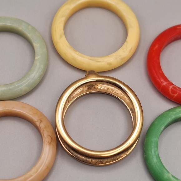 Vintage Avon Color Go Round Interchangeable Lucite Band Ring Full Set –Sz 7- 70s - Picture 11 of 16